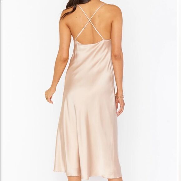 Show Me Your Mumu Verona Cowl Dress In Champagne Lux Satin Size M NWOT - Picture 5 of 7